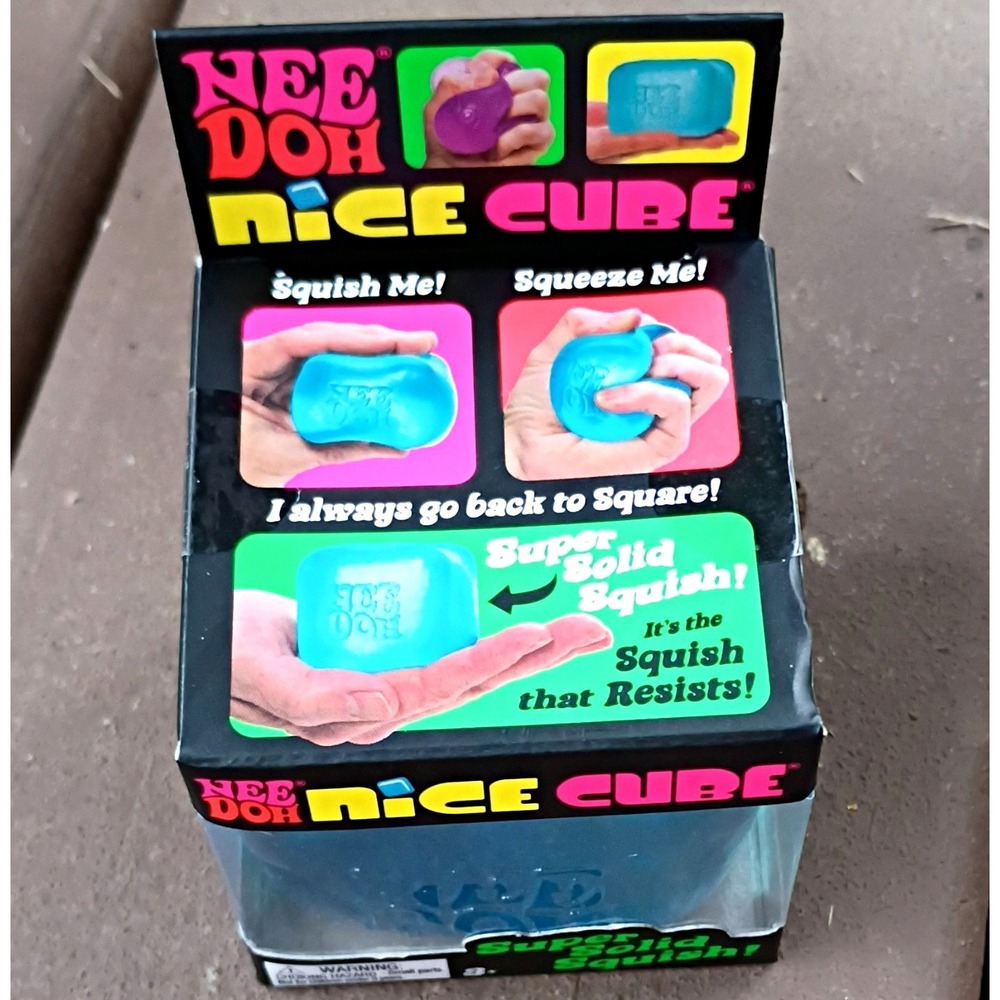 Schylling NeeDoh Nice Cube Super Solid Squish Squeeze Toy Blue 26076HY